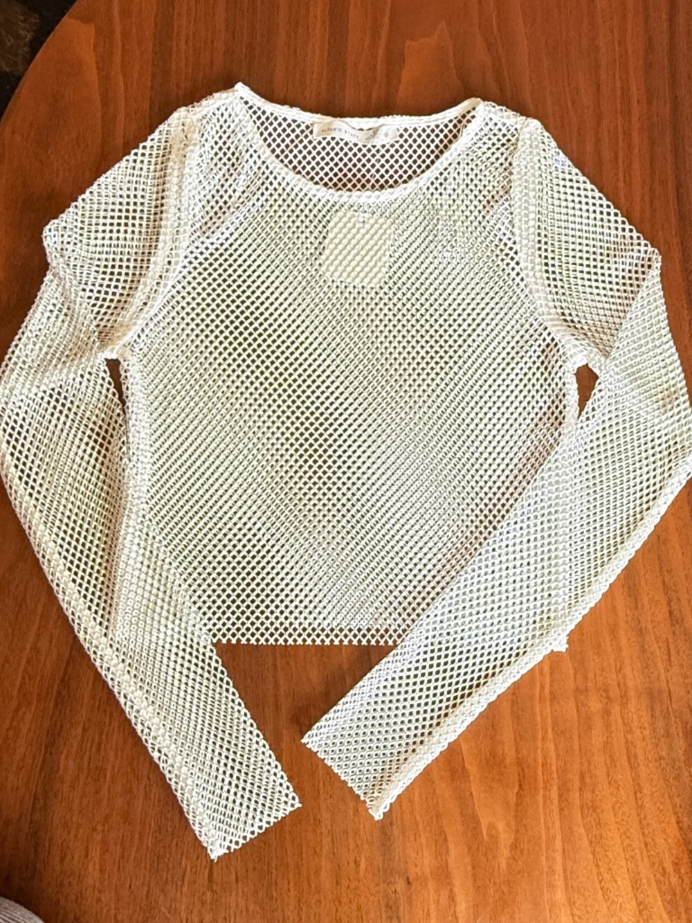 Altar'd state white fishnet cropped top iridescent rhinestone festival rave NWT
